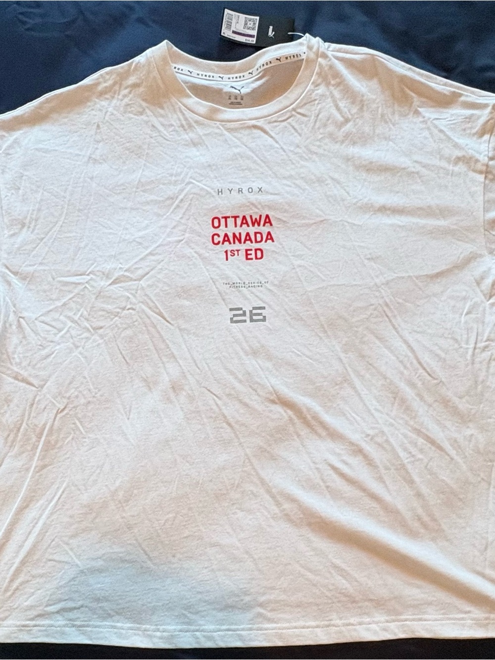 Hyrox Ottawa Puma White Short Sleeve Tee with Red Graphic